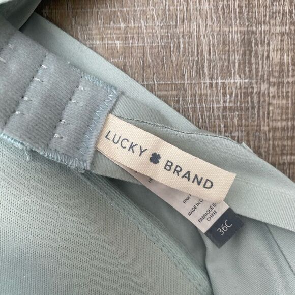LUCKY BRAND Wire-Free Bra Size 36C Soft Sage Green Brushed Bonded Comfort Lounge - Picture 8 of 8